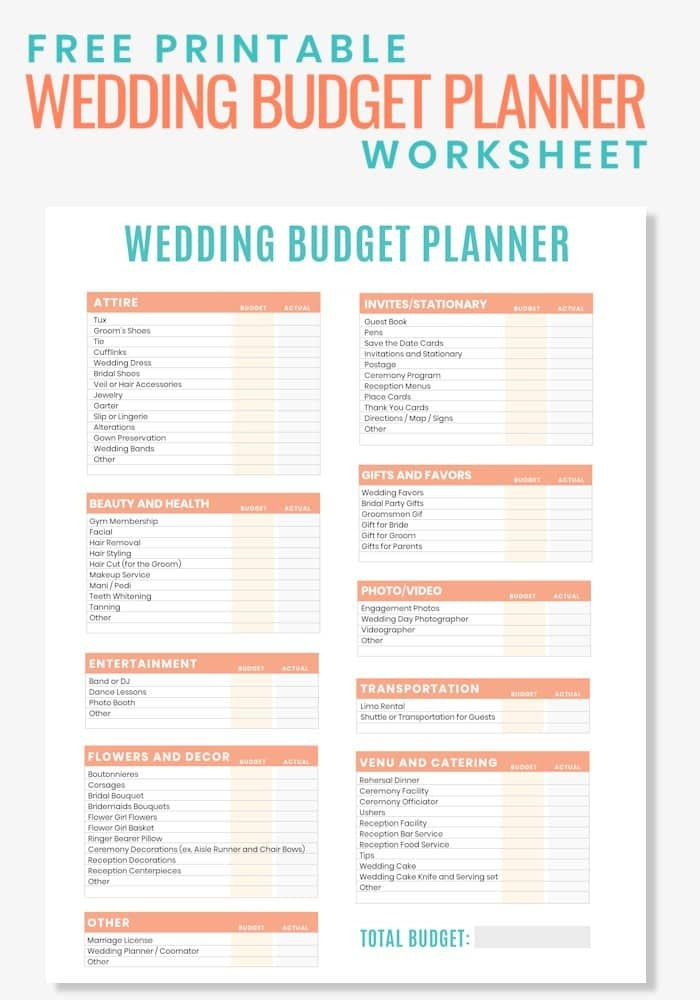 Wedding Budget Planning Template Free Printable Wedding Bud Planner Worksheet