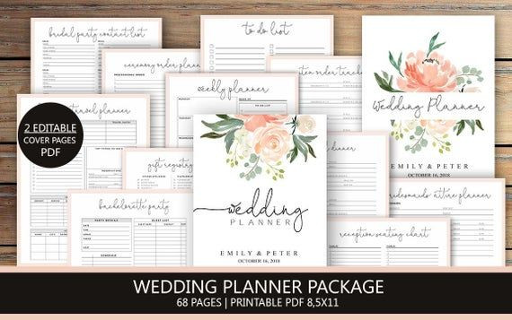Wedding Planner Cover Page Template Wedding Planner Printable Wedding Planning Book Printable