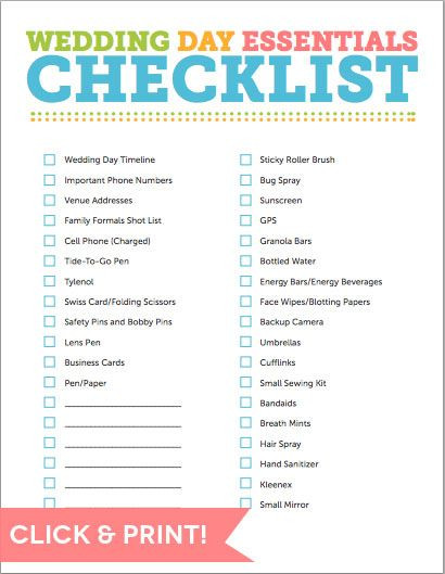 Wedding Planner Template Don T for Anything with This Day Of Wedding Checklist
