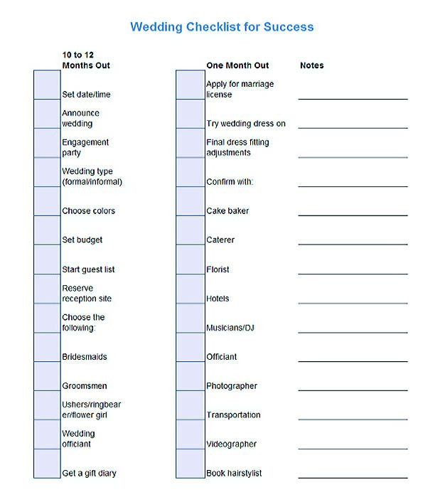 Wedding Planning Checklist Template Printable Blank Wedding Planning Checklist Excel Download