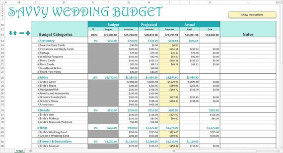 Wedding Planning Excel Template Savvy Wedding Bud Excel Template