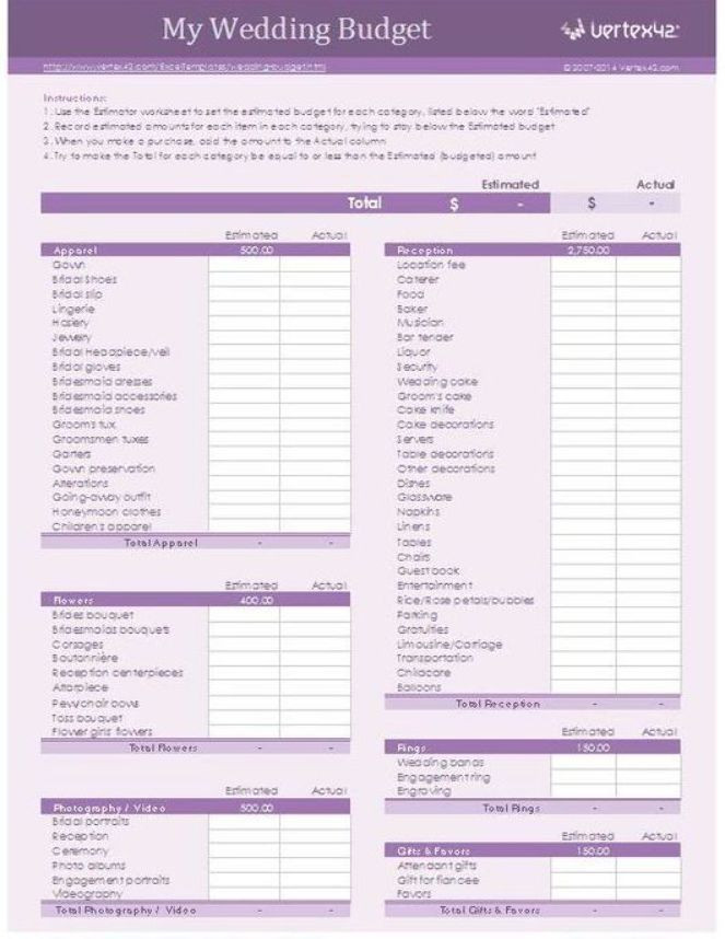 20 Wedding Planning Template