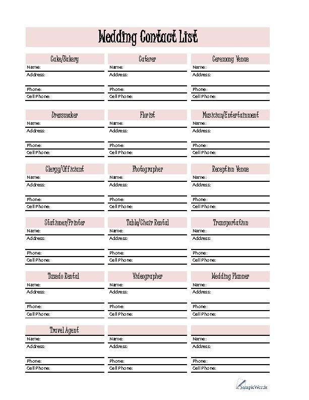 20 Wedding Planning Template