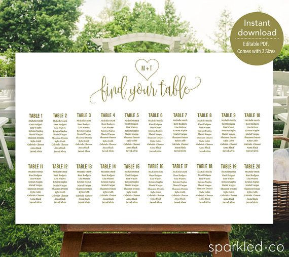 Wedding Seating Plan Template This Gold Initial Heart Wedding Seating Chart Template is