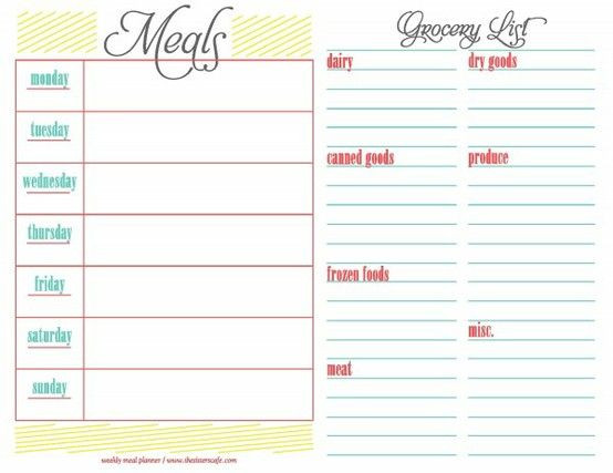 Weekly Dinner Menu Planner Template Know What S for Dinner