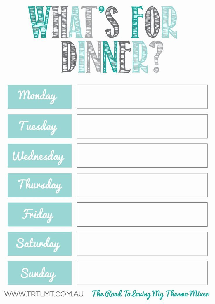 Weekly Dinner Plan Template Printables