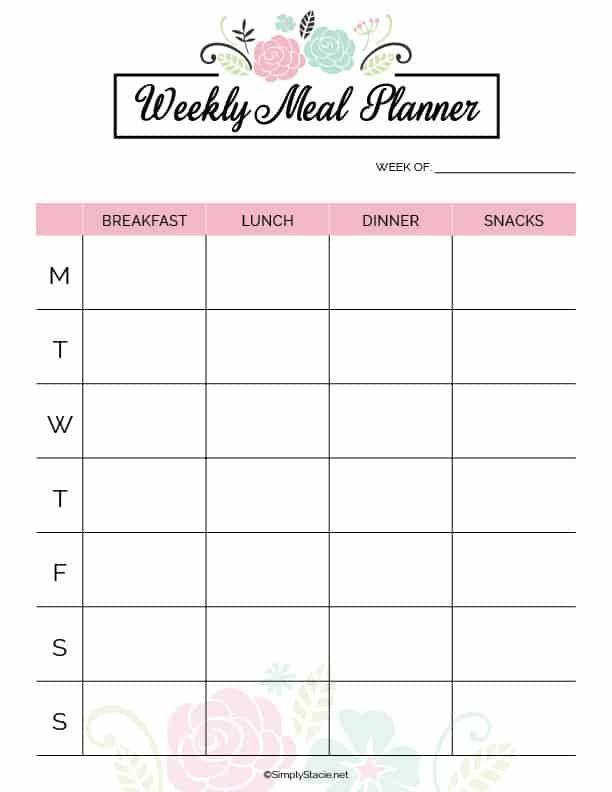 Weekly Meal Planner Template 2020 Meal Planner Free Printable