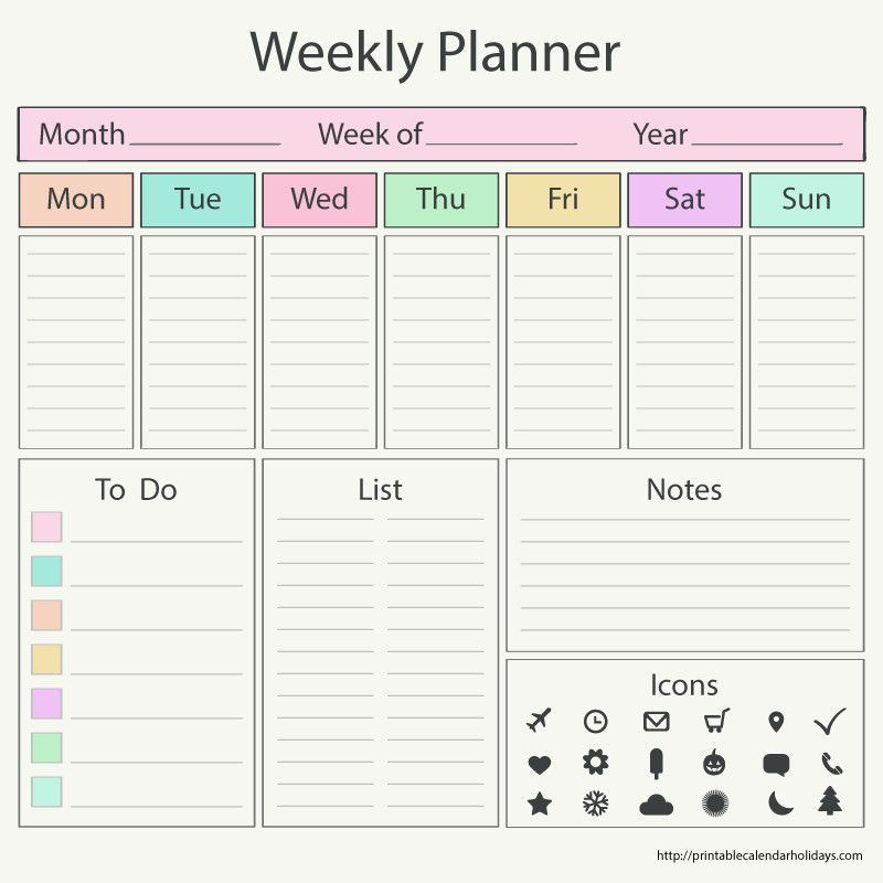 Weekly Planner Template 2017 Printable Weekly Planner Template Weekly Calendar Printable