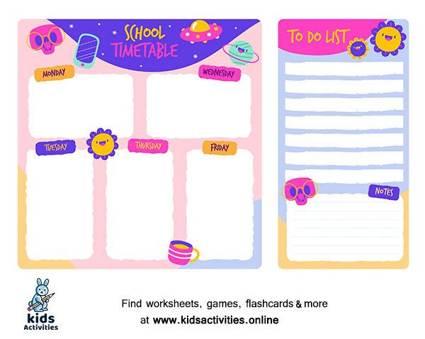 Weekly Planner Template for Kids Cute Weekly Schedule Template Printable â Kids Activities