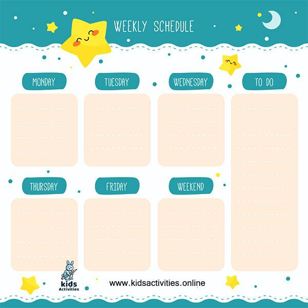 Weekly Planner Template for Kids Cute Weekly Schedule Template Printable â Kids Activities
