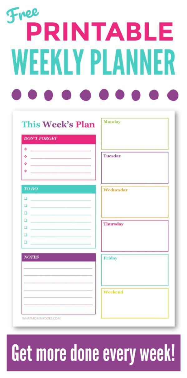 Weekly Planner Template for Kids Free Printable Weekly Planner