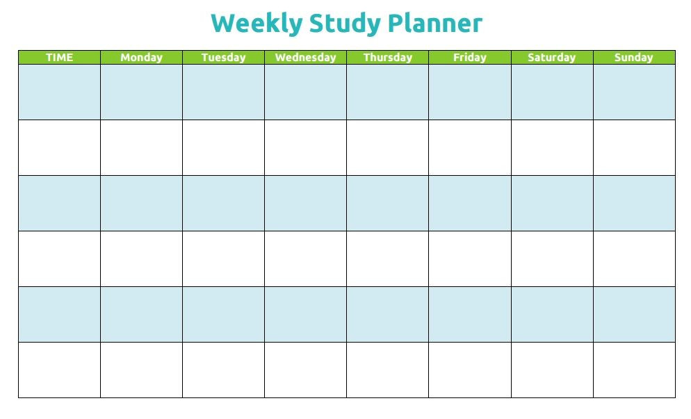 Weekly Planner Template for Kids Printable Weekly Study Planner