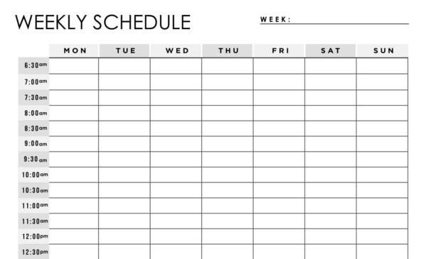 Weekly Schedule Planner Template Weekly Schedule