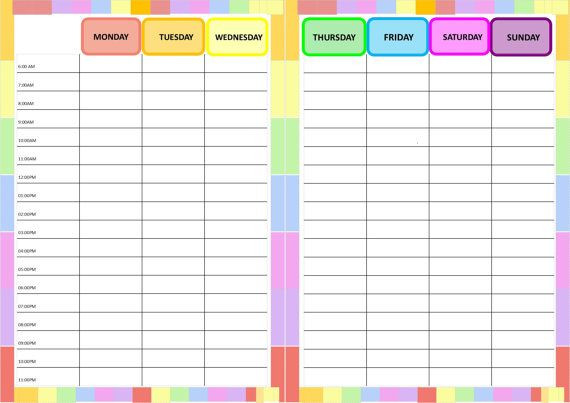Weekly Schedule Planner Template Weekly Schedule Planner On 2 Pages File is Editable so You