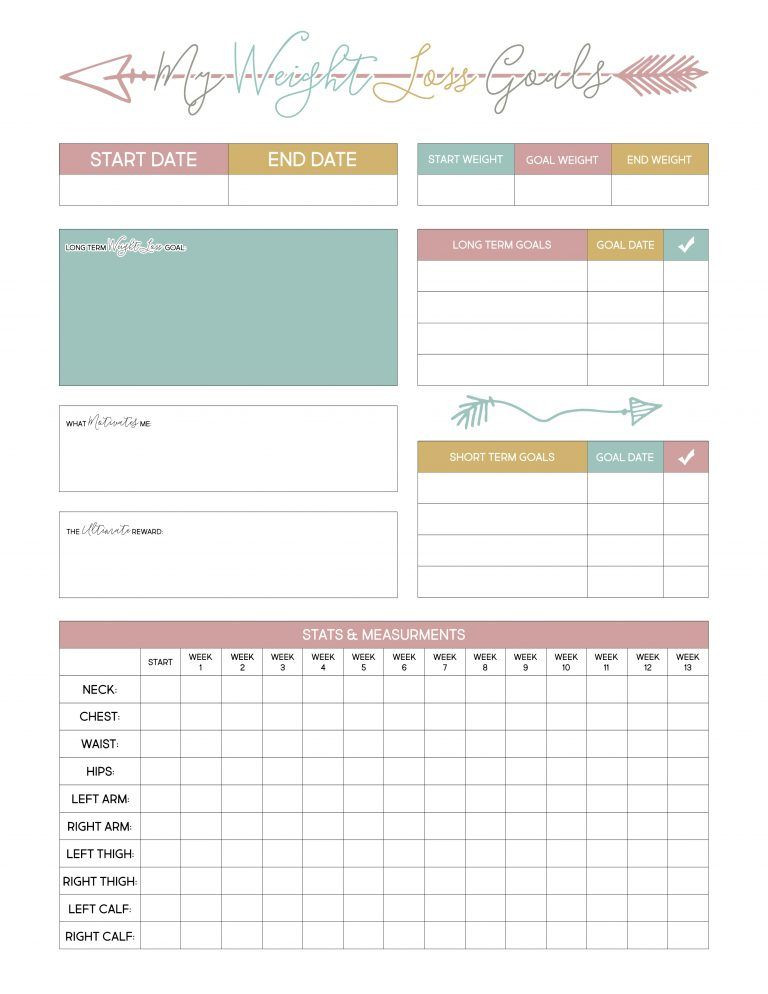 Weight Loss Menu Planner Template Pin On Decorating Tips