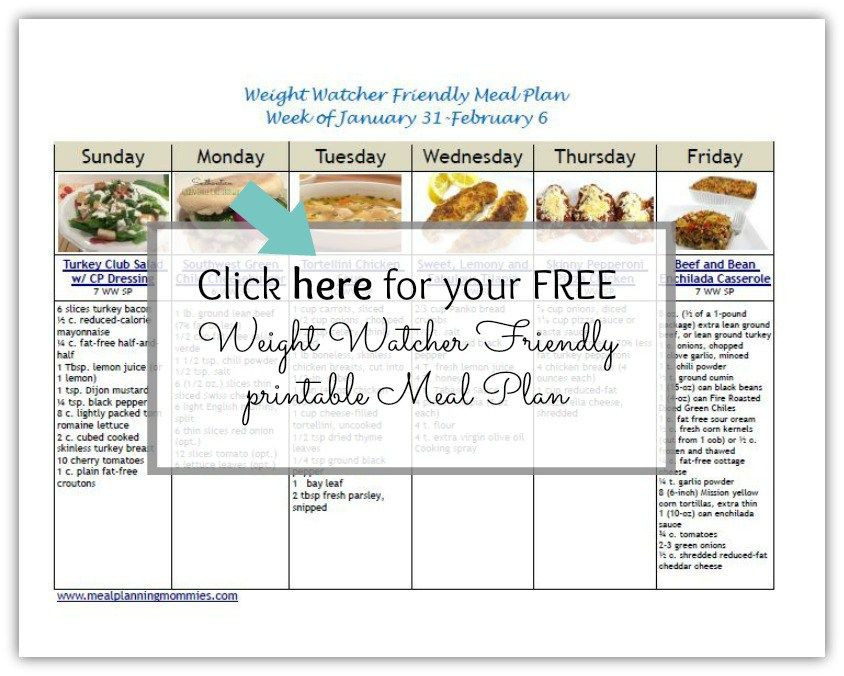 Weight Watchers Meal Planner Template Pin On Weight Watchers Meal Plans