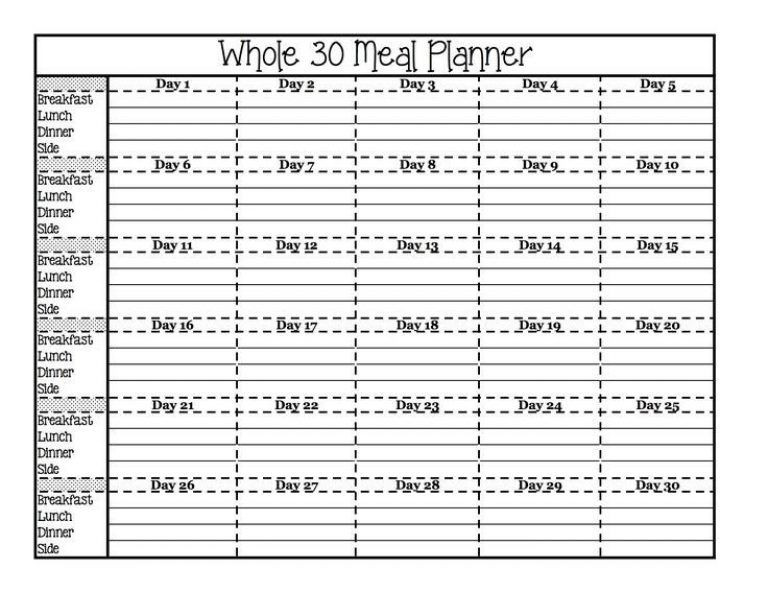Whole 30 Meal Planning Template whole30 Meal Plan Template